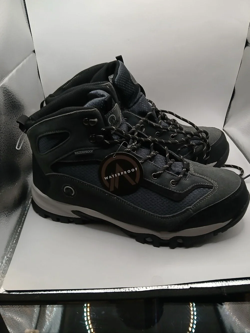 Men's Waterproof Gray Outdoor Boots with Rugged Traction